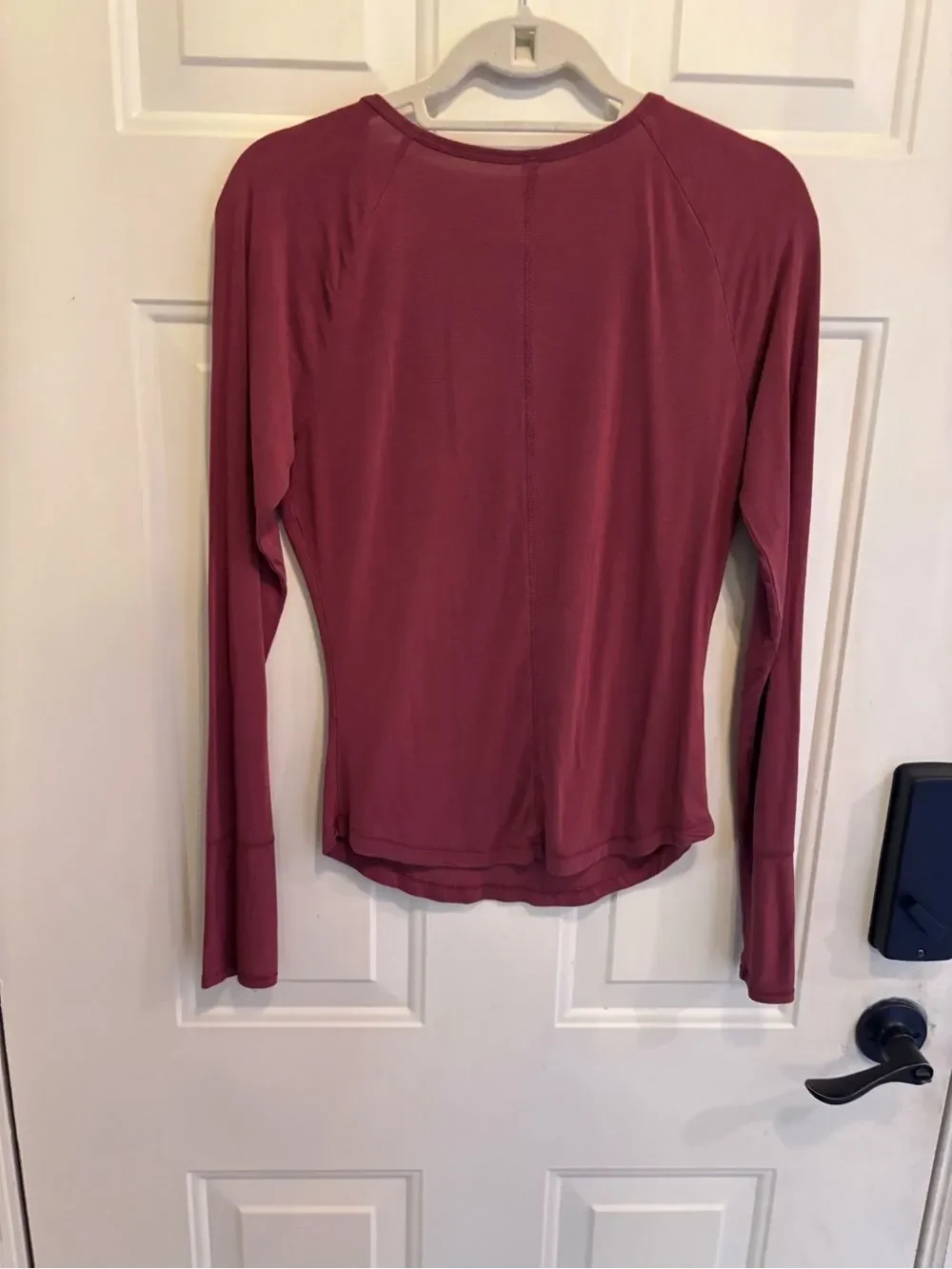 Free People Long Sleeve V-Neck Tee in Wine